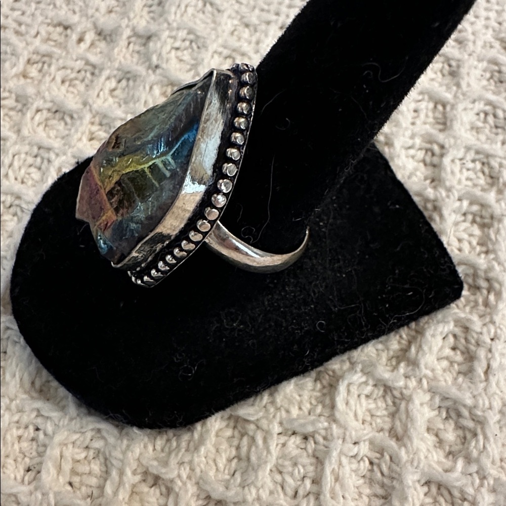 Titanium Druzy Sterling Overlay Ring - Picture 3 of 6